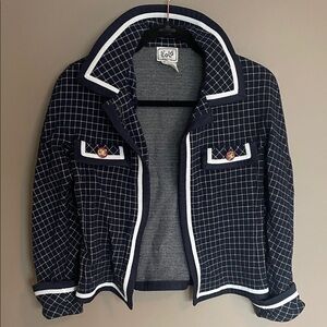 Vintage Liola Navy and White Checkered Jacket